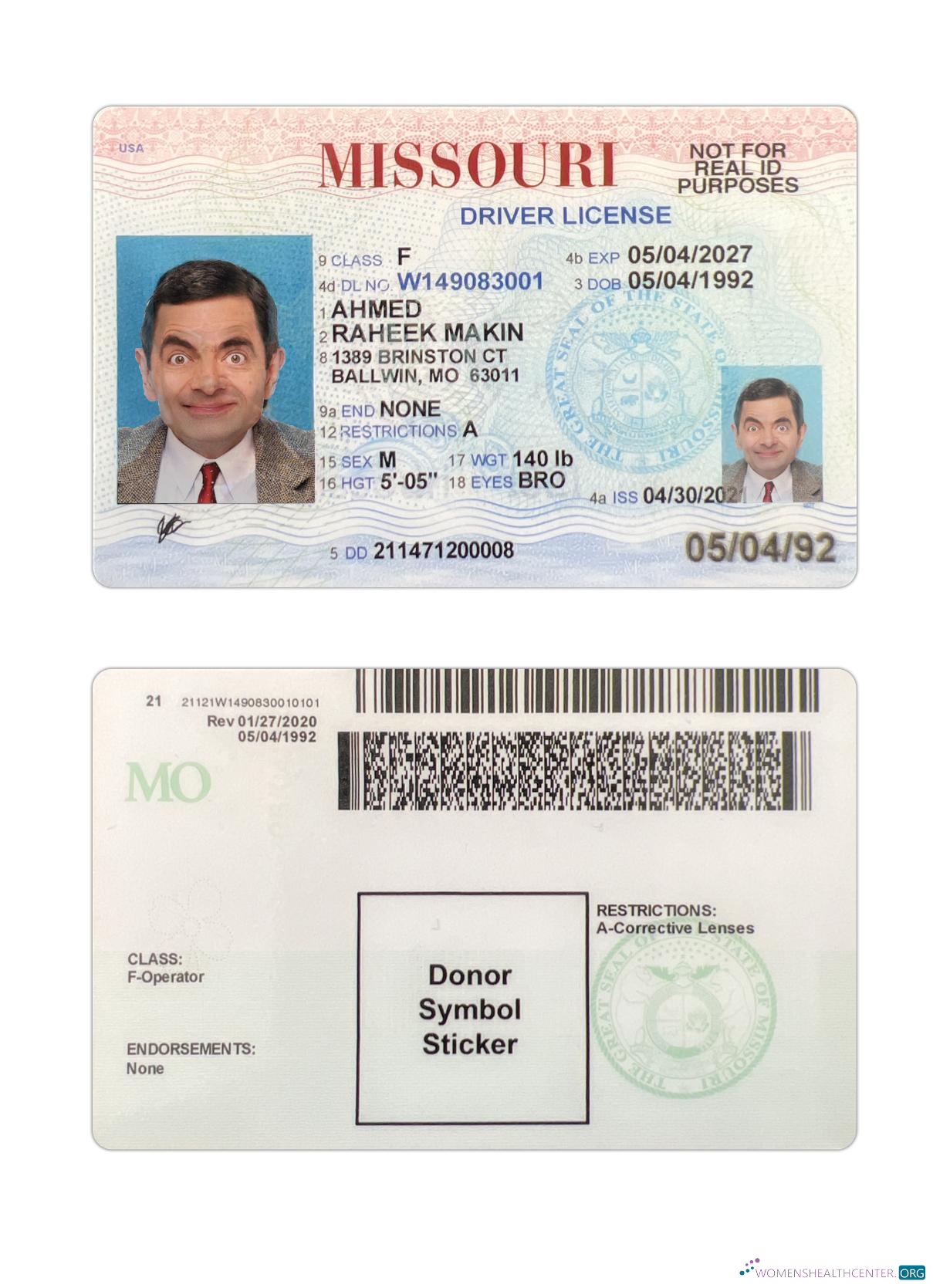 download USA Missouri driving license 2021 present